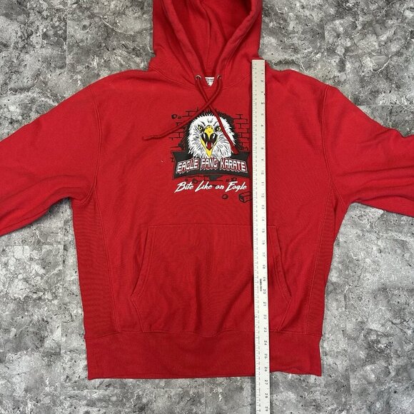 Champion Reverse Weave Hoodie Sweatshirt Large Red Eagle Fang Cobra Kai Karate - Picture 8 of 8